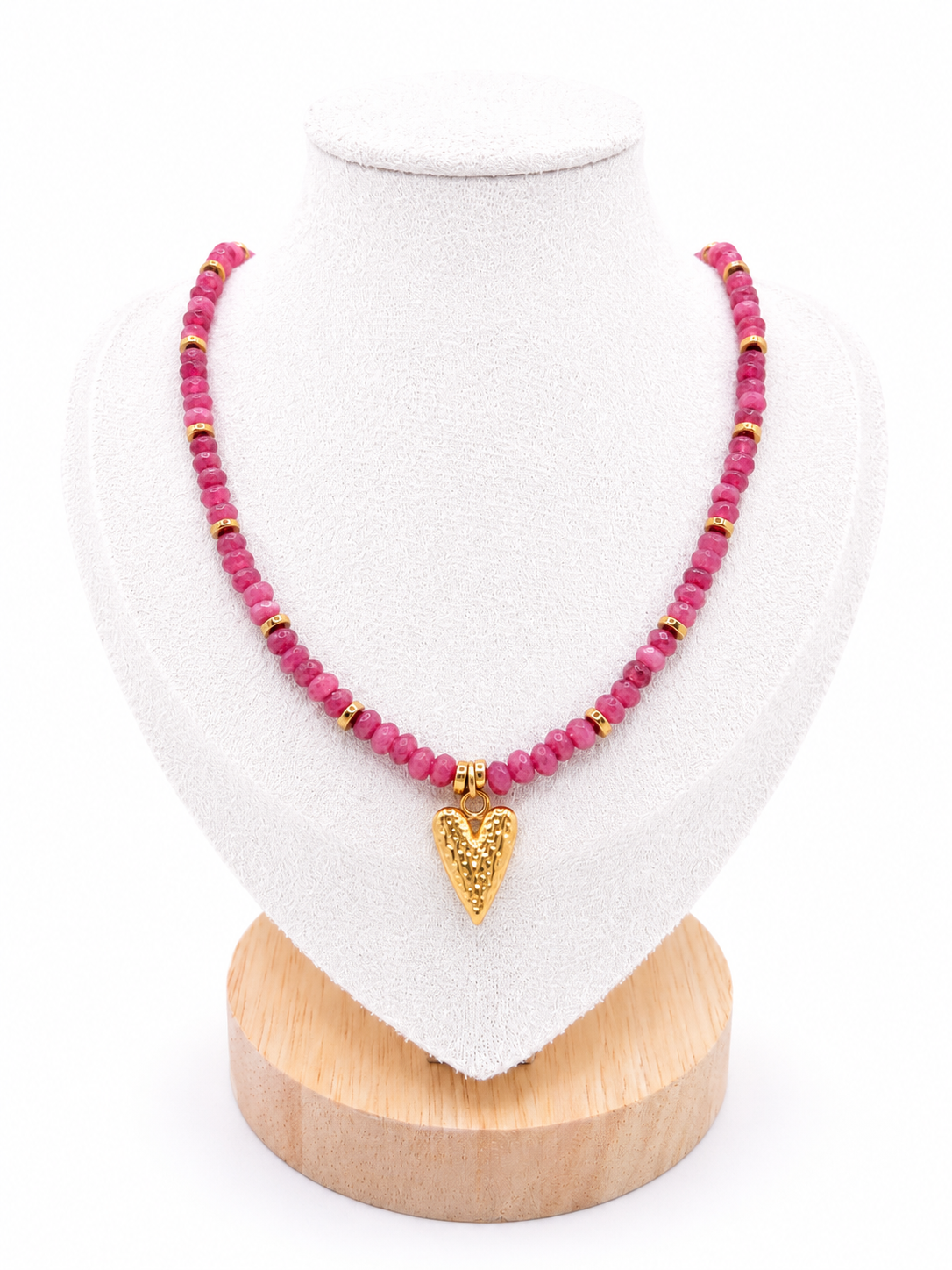 Collier Coeur - imitation de pierre naturelle teintée