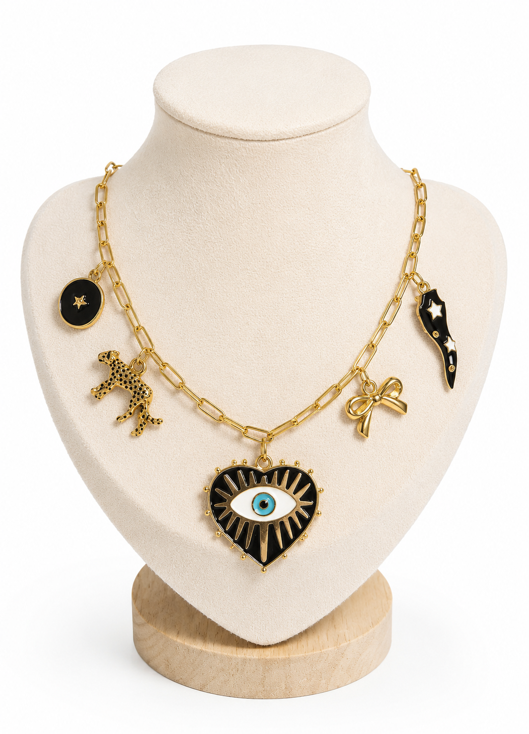 Collier à breloques - Coeur noir