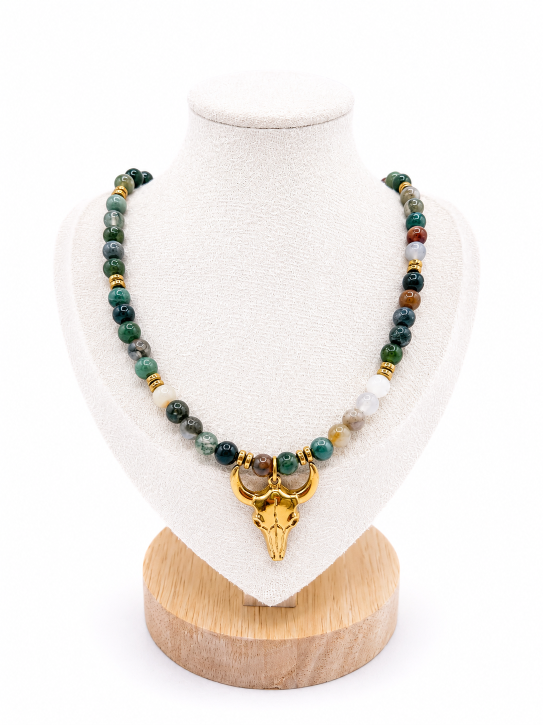 Collier Crâne de Taureau  - Pierres naturelles Calcédoine
