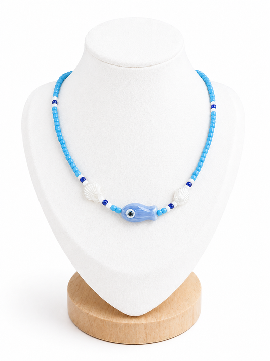 Collier Ras de cou -Poisson - Bleu