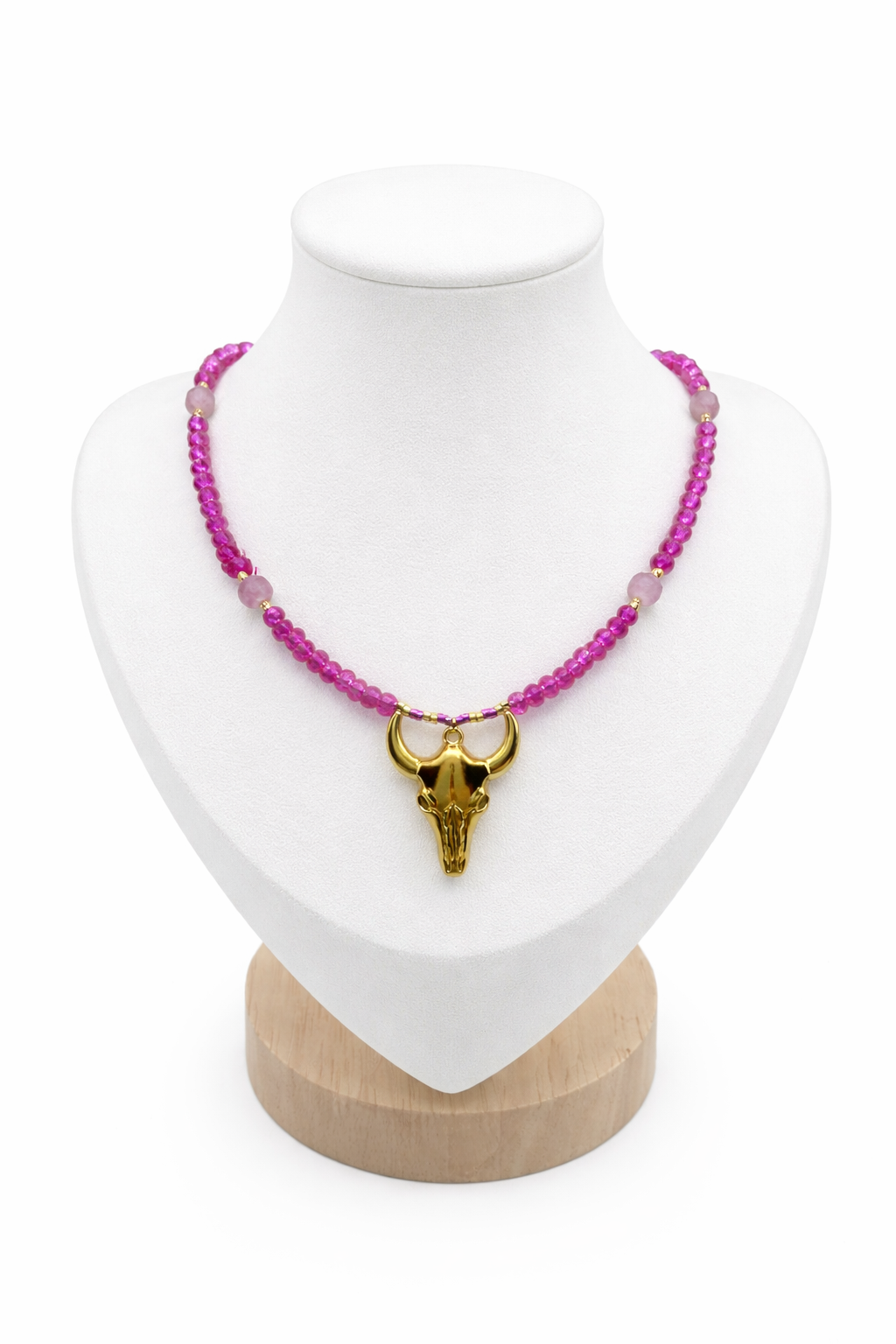Collier tête de Taureau - Rose