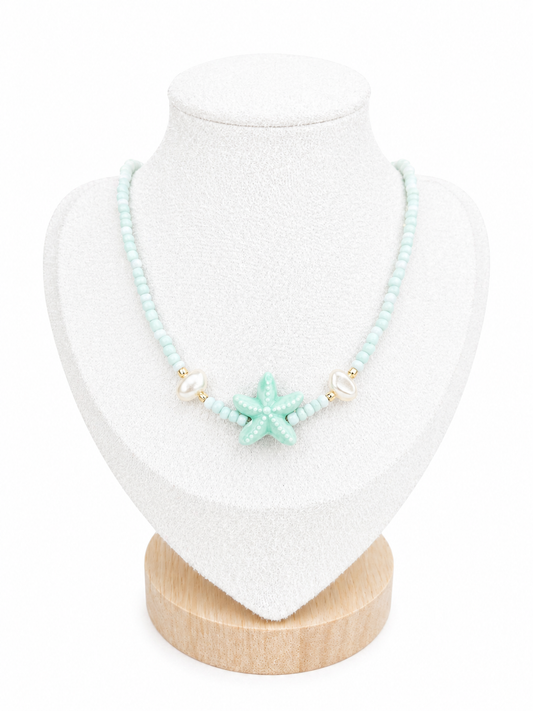Collier Ras de cou - Étoile de mer bleu clair