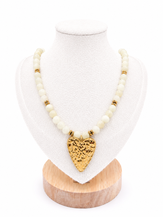 Collier Coeur - imitation de pierre naturelle teintée