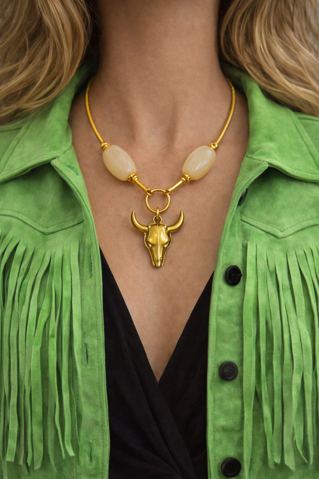 Collier Taureau– Doré & Pierre