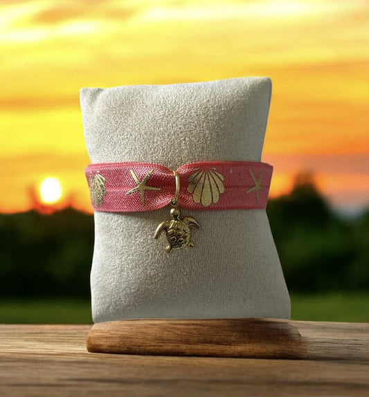 🌙 Bracelet Laya  – Ruban tissé et pendentif tortue doré