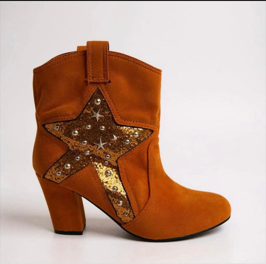 Bottes orange à étoile pailletée - esprit cowgirls festival
