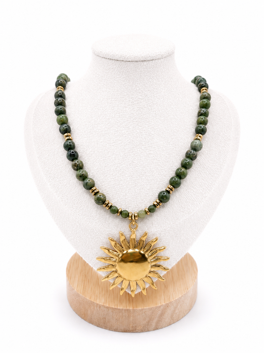 Collier Sun - Pierres naturelles Serpentine
