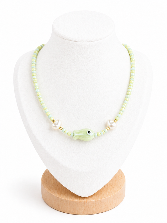 Collier Ras de cou -Poisson - Vert clair