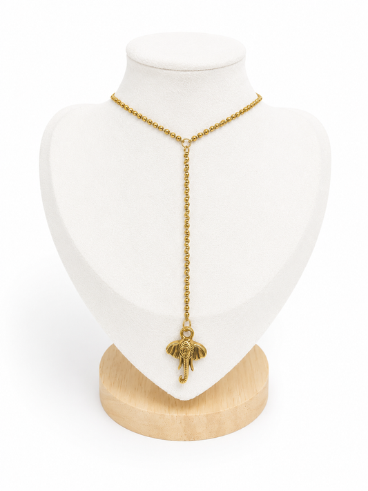 Collier en Y -  Elephant doré
