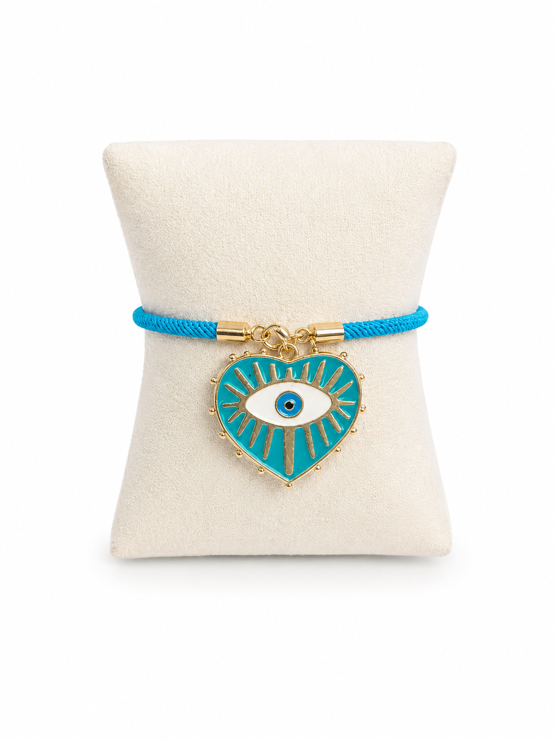 Bracelet coeur bleu et doré – Cordon & pendentif cœur