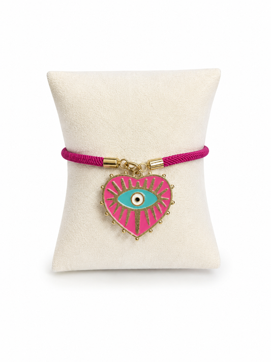 Bracelet coeur rose et doré – Cordon & pendentif cœur (Copie)